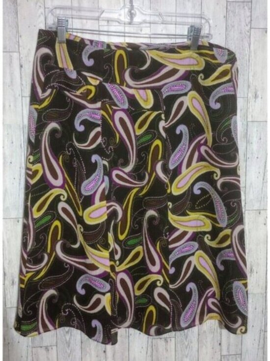 i.e. 100% Silk Skirt‎ Paisley Midi Lined Size 12 - Picture 2 of 4